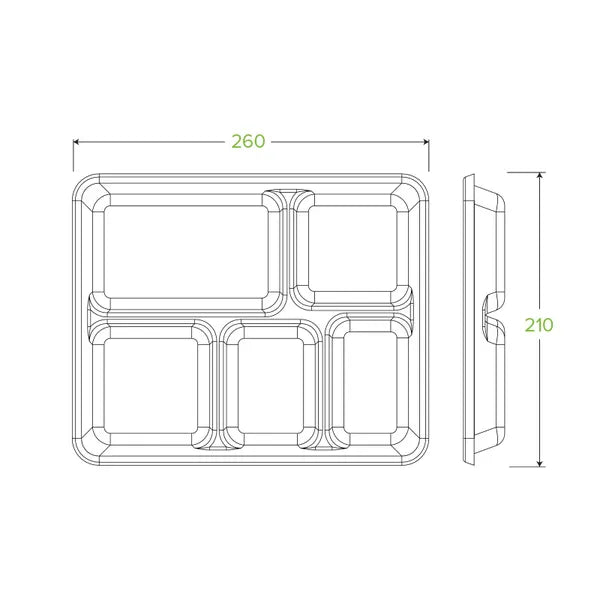 5-Compartment Plant Fibre Tray - Cafe Supply