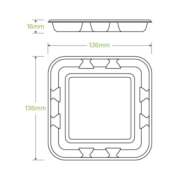 14x14x2cm / 5x5" Plant Fibre Produce Tray - Cafe Supply