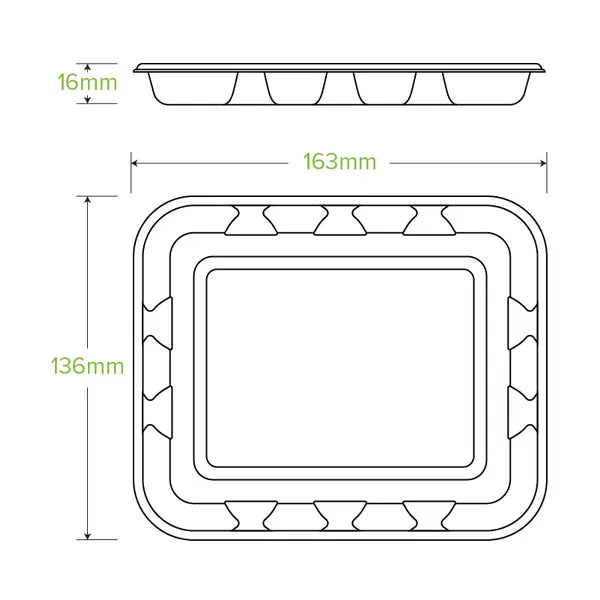 16x14x2cm / 6x5" Plant Fibre Produce Tray - Cafe Supply