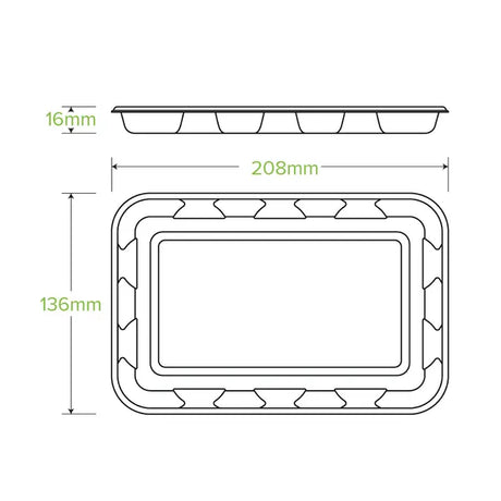 21x14x2cm / 8x5" Plant Fibre Produce Tray - Cafe Supply