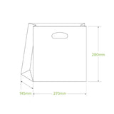 270x145x280mm Small Die Cut Handle Kraft Paper Bags - Cafe Supply