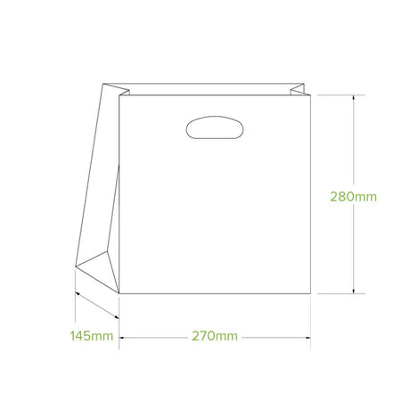 270x145x280mm Small Die Cut Handle Kraft Paper Bags - Cafe Supply
