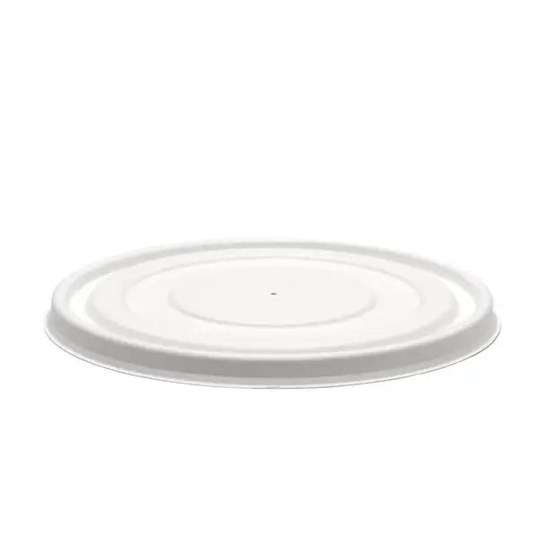 500-1,000ml White Plant Fibre BioBowl Lid - Cafe Supply