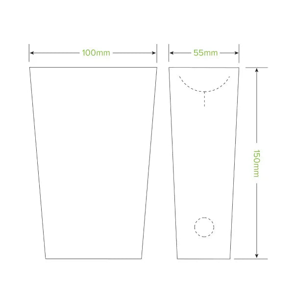 Unlined Large Enclosed BioBoard Chip Box - Cafe Supply