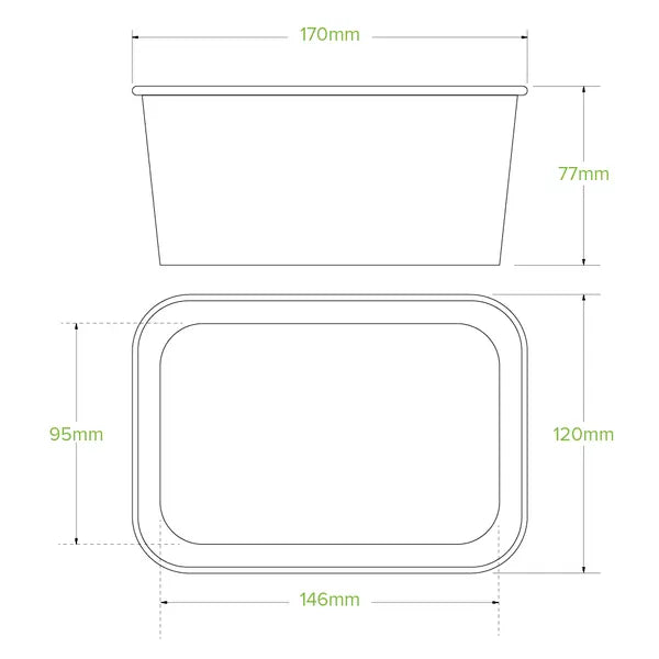 1,000ml White BioBoard Takeaway Base