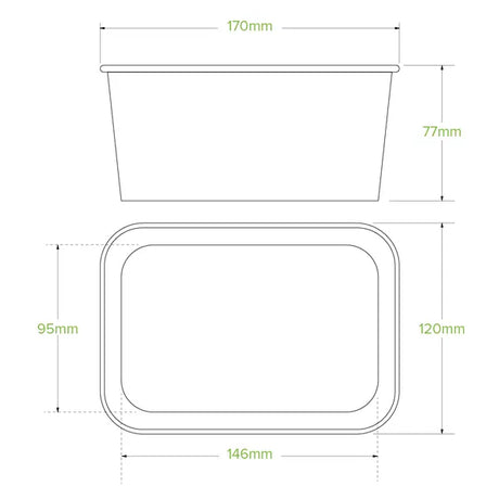 1,000ml White BioBoard Takeaway Base - Cafe Supply