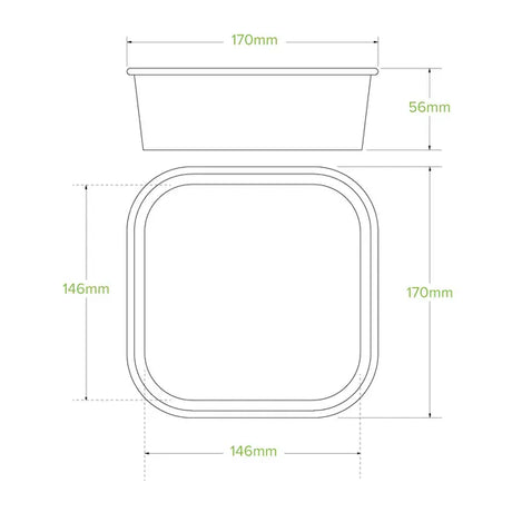 1,000ml Kraft BioBoard Square Takeaway Base - Cafe Supply