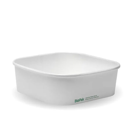 1,000ml White BioBoard Square Takeaway Base - Cafe Supply