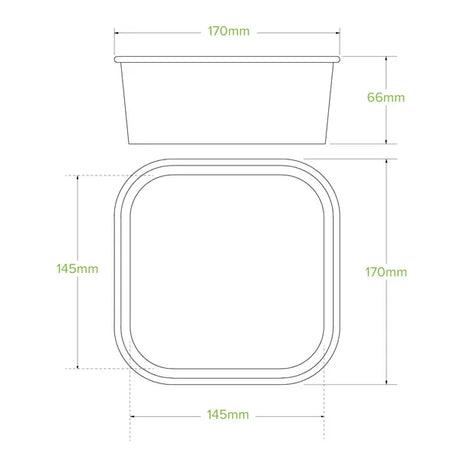 1,200ml Kraft BioBoard Square Takeaway Base - Cafe Supply