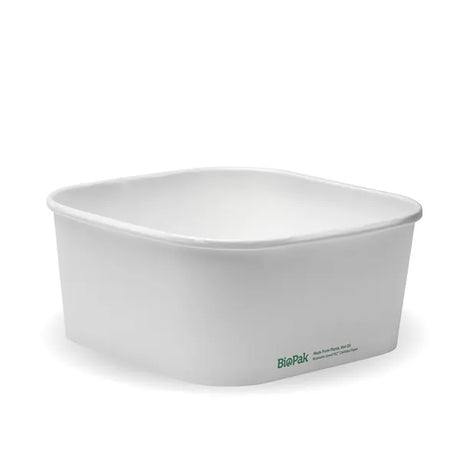 1,400ml White BioBoard Square Takeaway Base - Cafe Supply