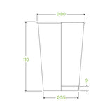 320ml / 10oz (80mm) White Green Line Single Wall BioCup - Cafe Supply