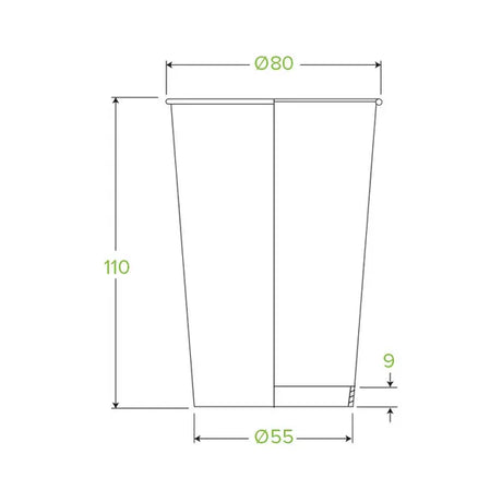 320ml / 10oz (80mm) White Green Line Single Wall BioCup - Cafe Supply