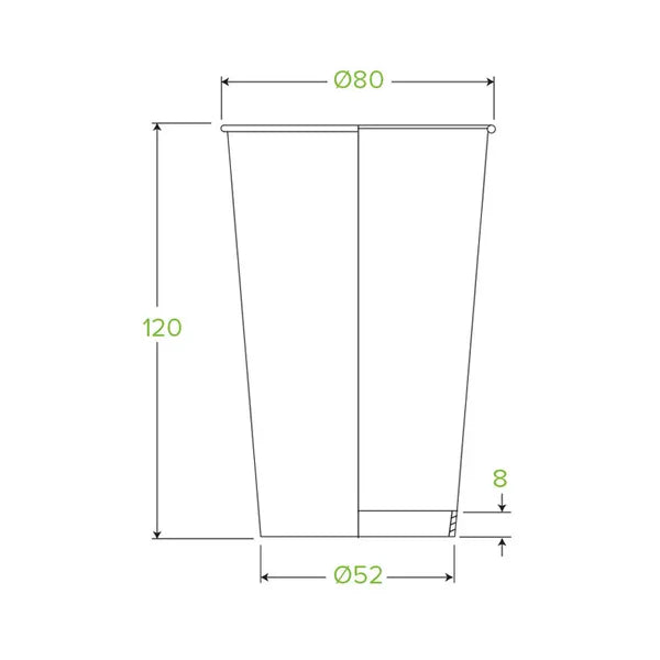350ml / 12oz (80mm) White Single Wall BioCup - Cafe Supply