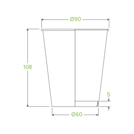 390ml / 12oz (90mm) White Single Wall BioCup - Cafe Supply