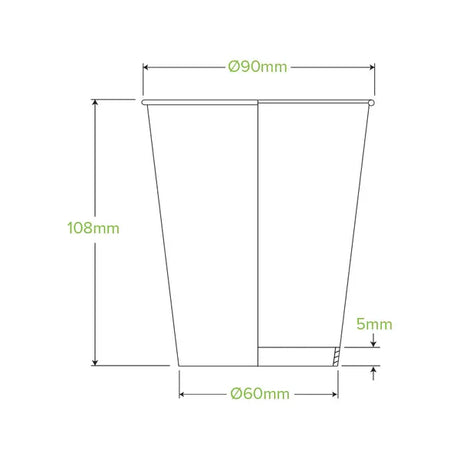 390ml / 12oz (90mm) White PHA Single Wall BioCup - Cafe Supply