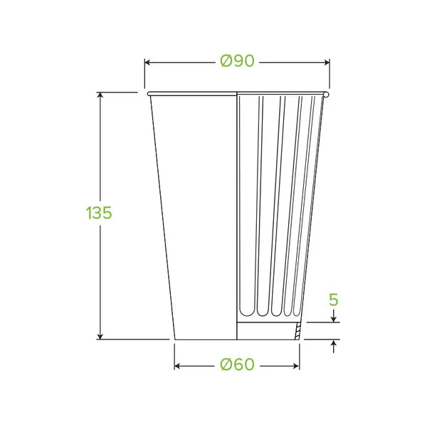 460ml / 16oz (90mm) White Double Wall BioCup - Cafe Supply