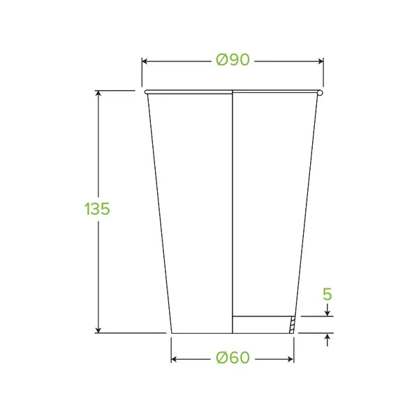 510ml / 16oz (90mm) White Single Wall BioCup - Cafe Supply