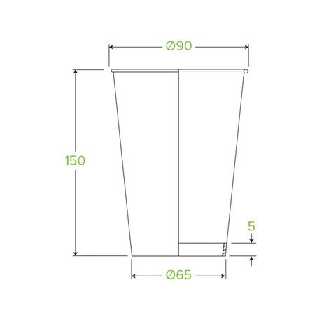 20oz Leaf BioCup 595ml / 20oz (90mm) Leaf Single Wall BioCup - Cafe Supply