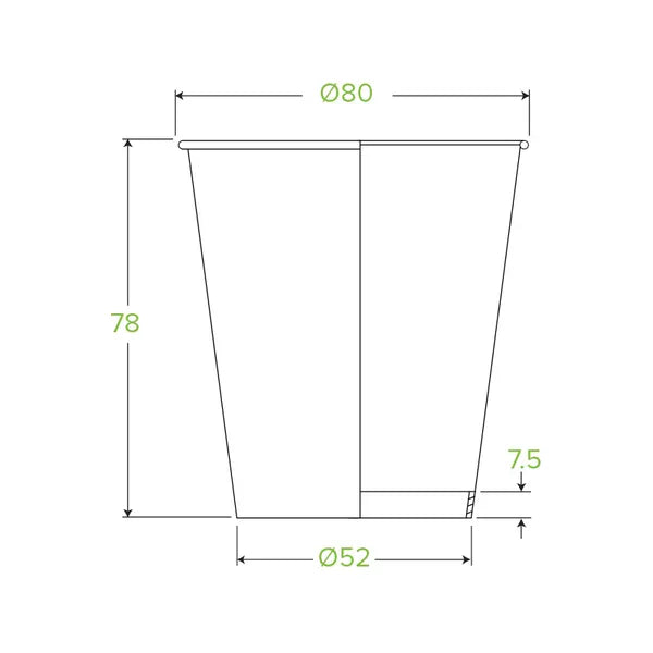 230ml / 6oz (80mm) Black Single Wall BioCup