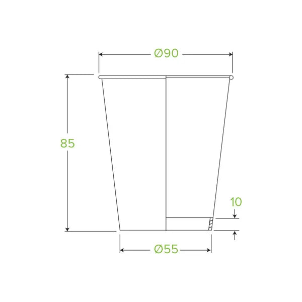 280ml / 8oz (90mm) White Single Wall BioCup - Cafe Supply
