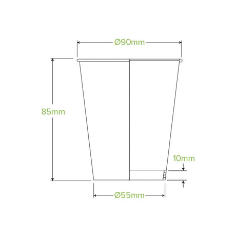 280ml / 8oz (90mm) Kraft Green Stripe Single Wall BioCup - Cafe Supply
