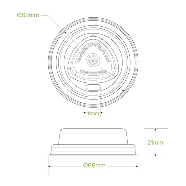 63mm / 4oz Natural Plant Fibre BioCup Lid