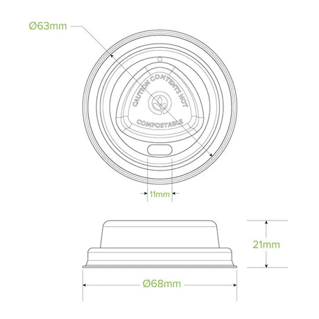 63mm / 4oz Natural Plant Fibre BioCup Lid