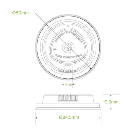 80mm Small Natural Plant Fibre BioCup Lid