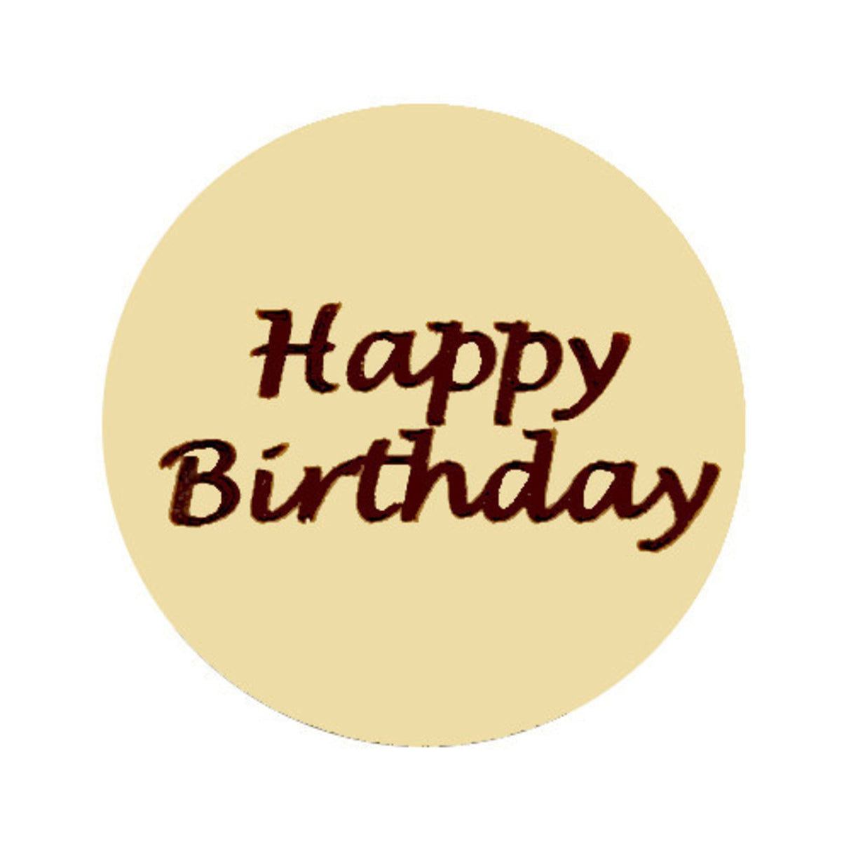 Chocolate White - "Happy Birthday" Round 50mm (50PK) - Cafe Supply