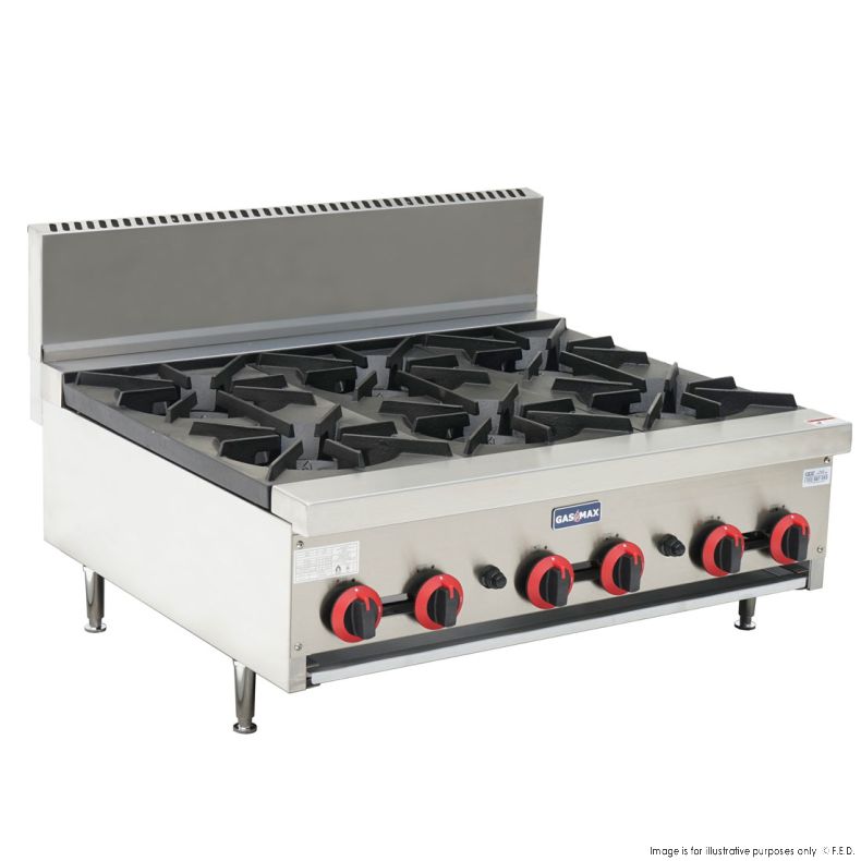 Gasmax Gas 6 Burner Cook Top RB-6ELPG - Cafe Supply
