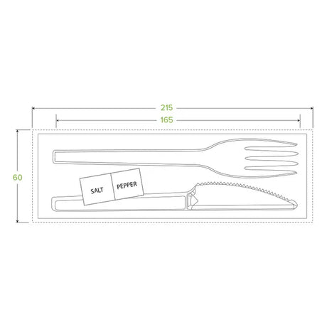 16.5cm / 6.5" PLA Knife, Fork, Napkin, Salt & Pepper Set - Cafe Supply