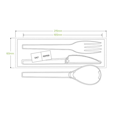 16.5cm / 6.5" PLA Knife, Fork, Spoon, Napkin, Salt & Pepper Set - Cafe Supply