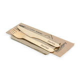 16cm Coated Wood Knife, Fork & Napkin Set - Cafe Supply