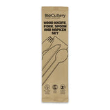 16cm Wood Knife, Fork, Spoon & Napkin Set - Cafe Supply