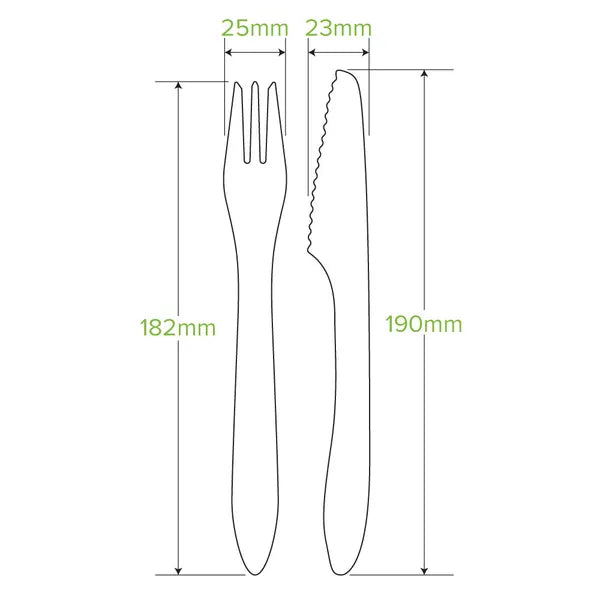 19cm Coated Wood Knife, Fork & Napkin Set - Cafe Supply