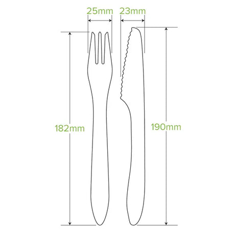 19cm Coated Wood Knife, Fork & Napkin Set - Cafe Supply