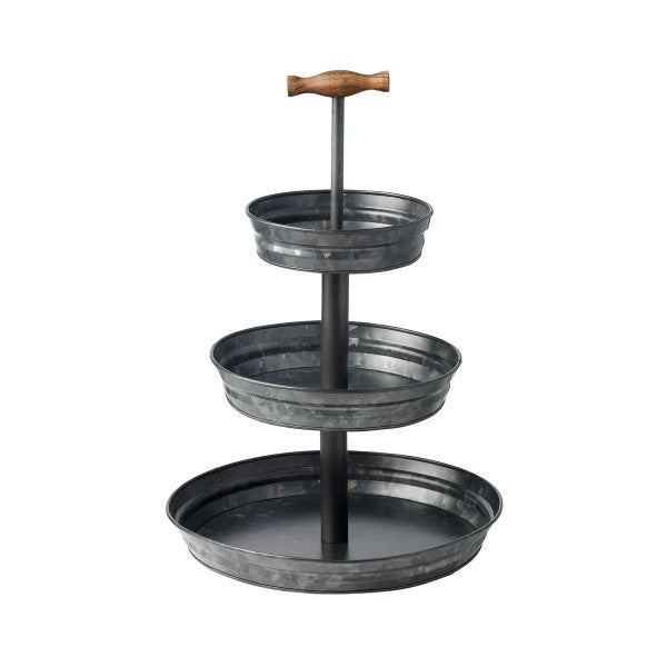 Chef Inox Coney Island Stand 3-Tier Fixed Black Galvanised - Cafe Supply