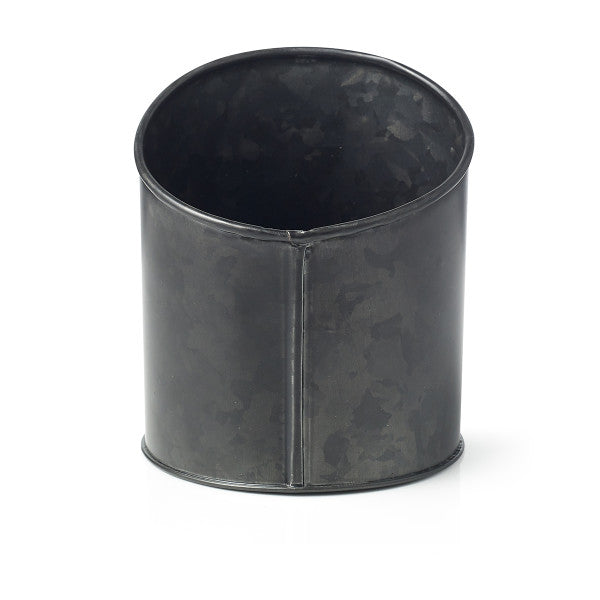 Chef Inox Coney Island Slant Black Galvanised Pot 120x140mm - Cafe Supply