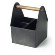 Chef Inox Coney Island 3-Compartment Utensil Black Caddy with Wood Handle - Cafe Supply