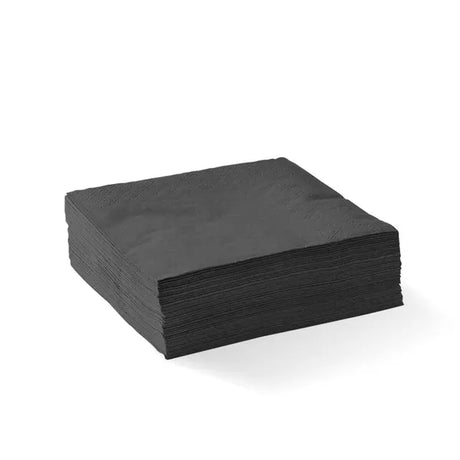 2-Ply Black Corner Embossed Cocktail BioNapkin - Cafe Supply