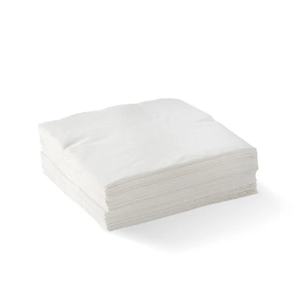 2-Ply White Corner Embossed Cocktail BioNapkin - Cafe Supply