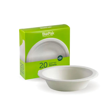 20 Pack - 500ml White BioBowl - Cafe Supply