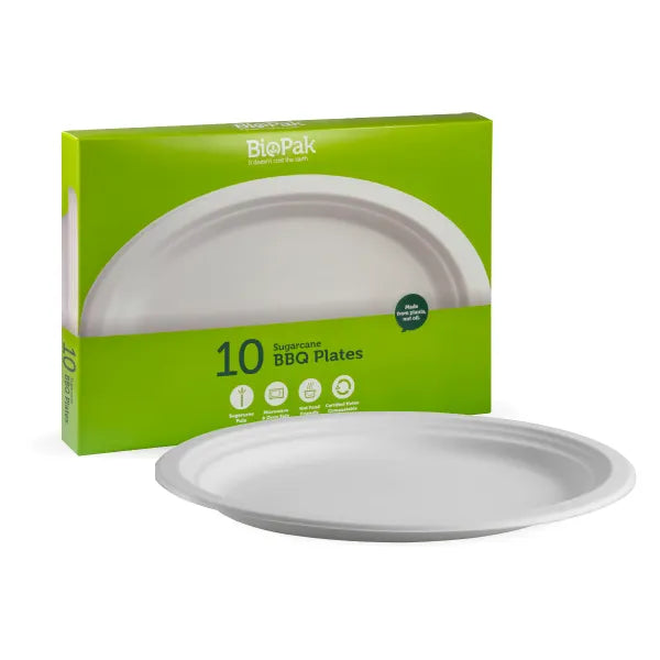 10 Pack - 31cm / 12" White BioPlates - Cafe Supply