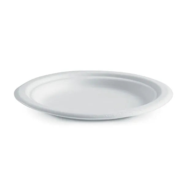 10 Pack - 18cm / 7" White BioPlates in Plastic Sleeves - Cafe Supply