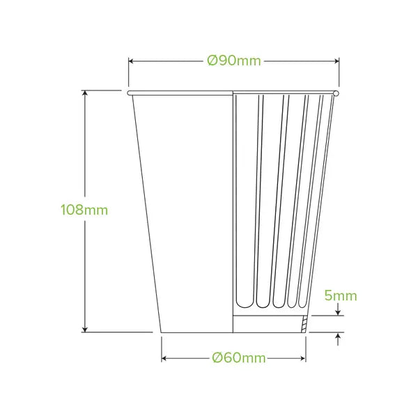 16 Pack - 390ml / 12oz Double Wall BioCup & Paper Lid