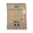 50 Pack - 16cm Wooden Fork In Paper Sleeves - Cafe Supply