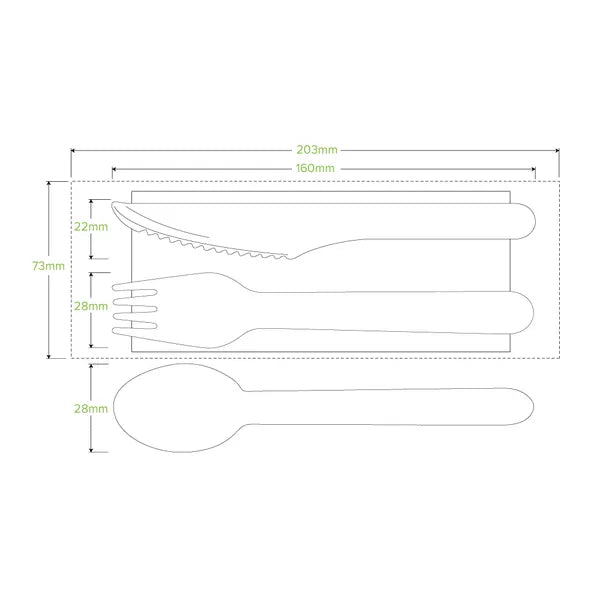 16cm FSC™ Wood Fork, Knife, Spoon & Napkin Sets - Cafe Supply