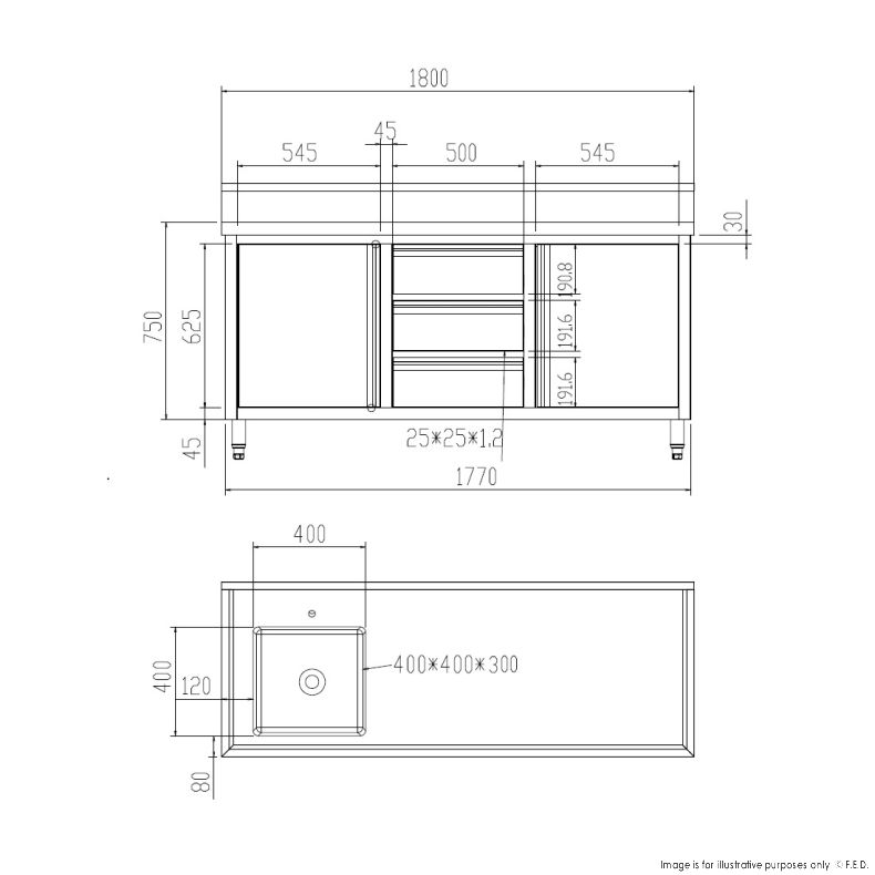 SC-6-1800L-H Cabinet with Left Sink - Cafe Supply