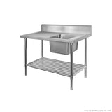 SSB6-2400R/A Single Right Sink Bench with Pot Undershelf - Cafe Supply