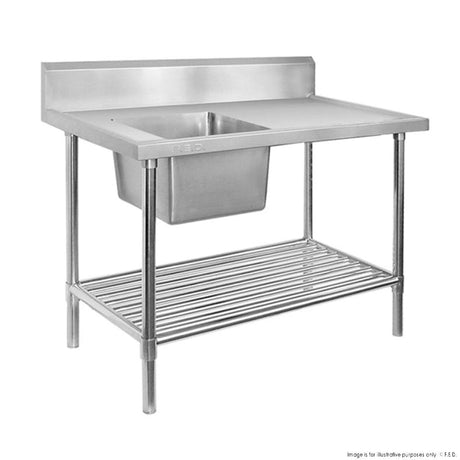 SSB6-2400L/A Single Left Sink Bench with Pot Undershelf - Cafe Supply